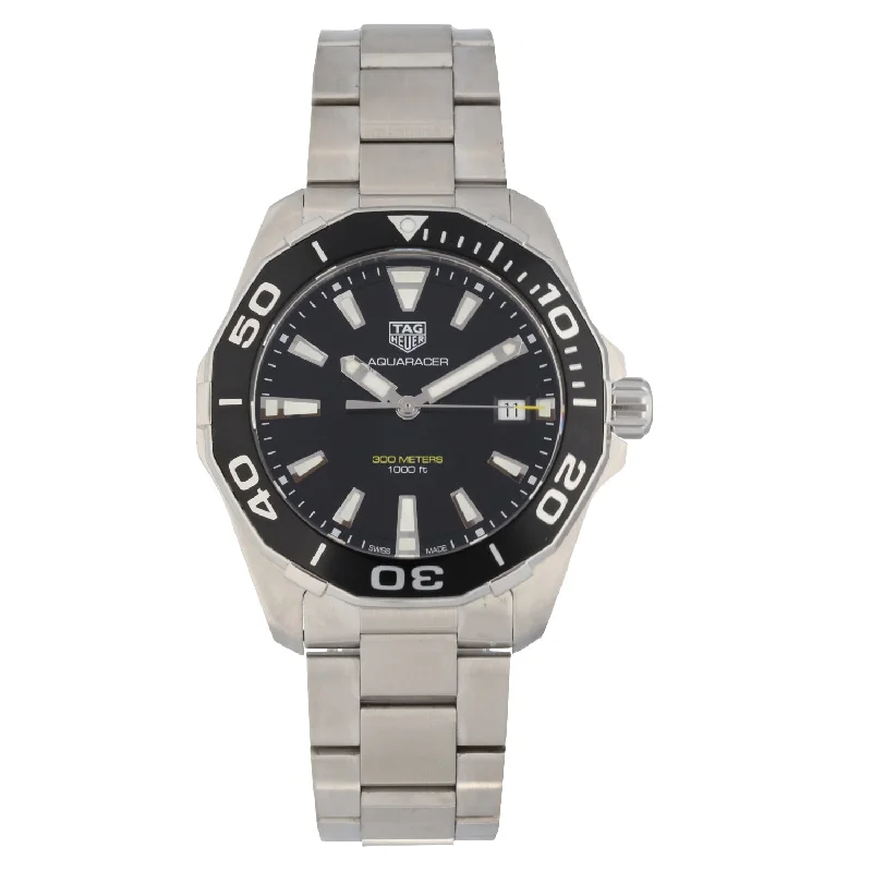 watches with date and day function for convenience-Tag Heuer Aquaracer WAY111A 41mm Stainless Steel Watch