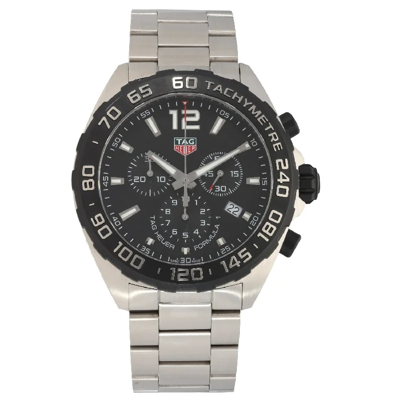 watches with tachymeter for speed calculation-Tag Heuer Formula 1 CAZ1010 43mm Stainless Steel Watch