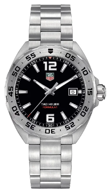 men’s watches with minimalist design for professional use-TAG Heuer Formula 1 Stainless Steel Black Dial Date Divers Quartz Mens Watch WAZ1112.BA0875