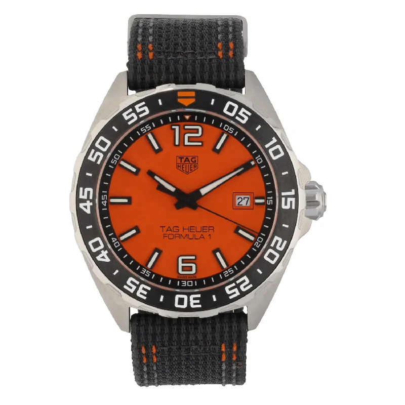 watches for men with sporty design for active lifestyle-Tag Heuer Formula 1 WAZ101A 43mm Stainless Steel Watch