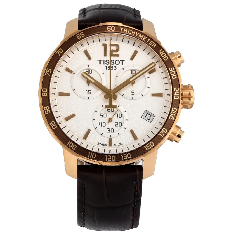 affordable watches for young professionals-Tissot Quickster T095417 A 41.5mm Gold Plated Watch