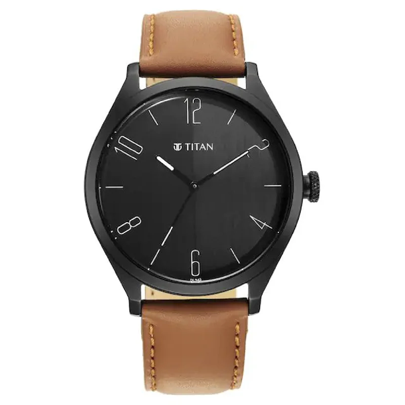 watches with fitness and sleep tracking for seniors-Workwear Black Dial Leather