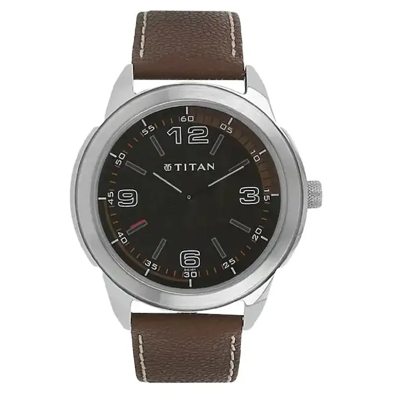 classic men’s watches with leather band-Youth Black Dial Leather